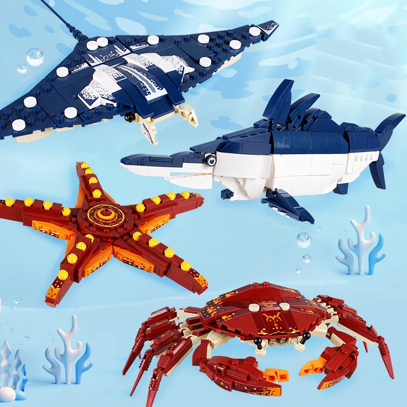Aquarium Fish Lego - Kreatywne Klocki Konstrukcyjne Krab Zwierzęta Oceaniczne