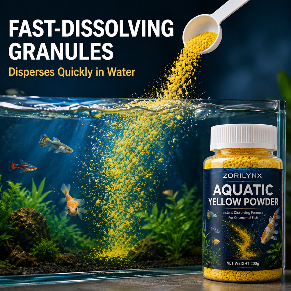Aquarium Fish Yellow - Żółty proszek do akwarium, granulki rozpuszczalne